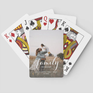 Unique Personalised Family Script Photo Playing Cards