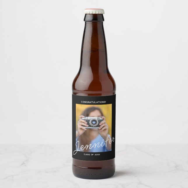 Unique Personalised Graduation Party Beer Bottle Label (Front)