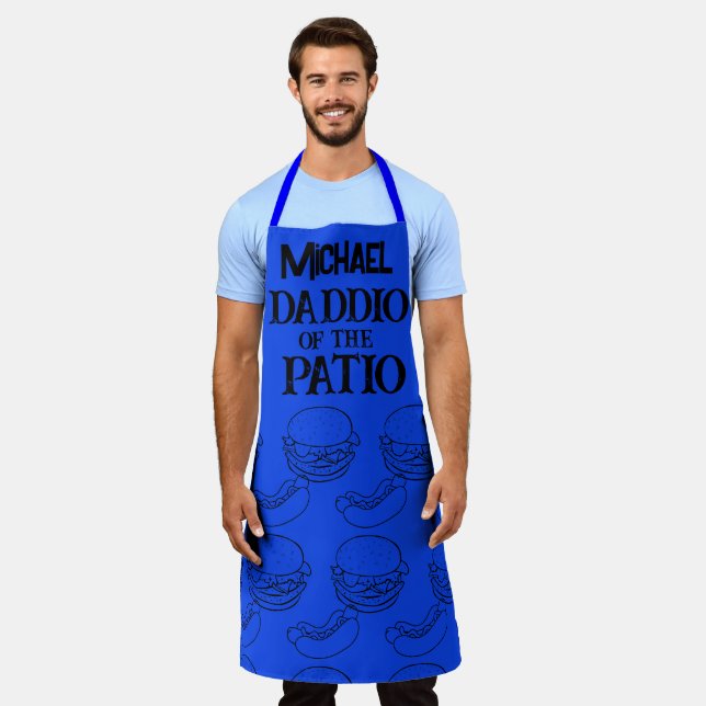 Unique Personalised Grilling Attire Dad Mens Apron (Worn)