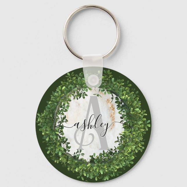 Unique Personalised Keychain with Botanical Theme  (Front)