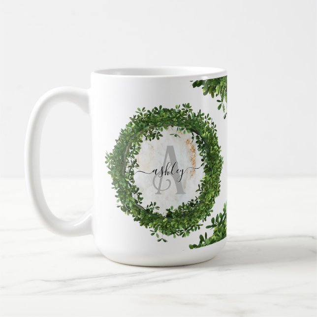 Unique Personalised Keychain with Botanical Theme Coffee Mug (Left)