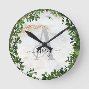 Unique Personalised Keychain with Botanical Theme Round Clock