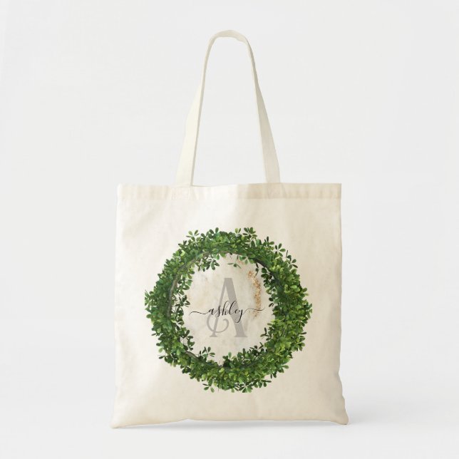 Unique Personalised Keychain with Botanical Theme Tote Bag (Front)