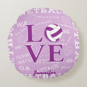 Unique personalised Love netball Round Cushion