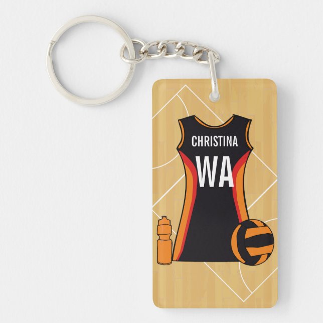 Unique Personalised Netball Key Ring (Front)