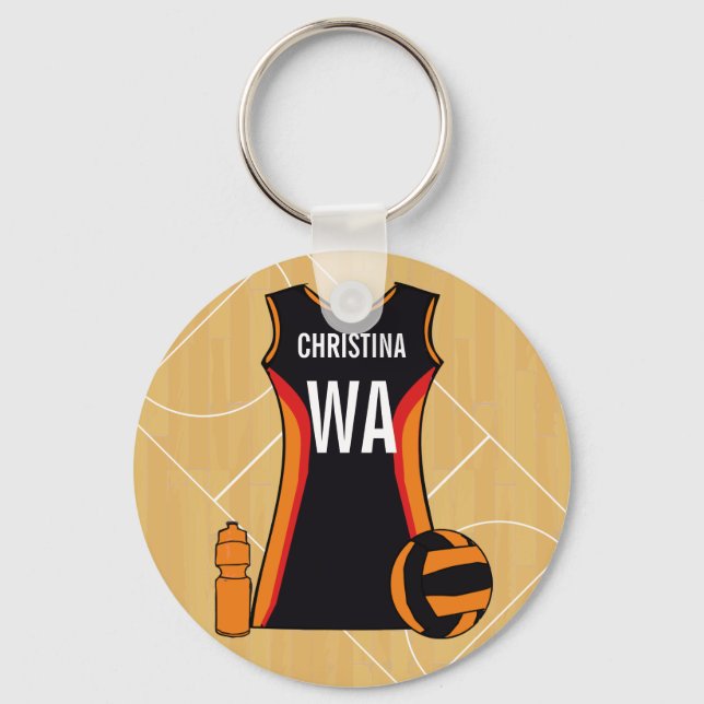 Unique Personalised Netball Key Ring (Front)