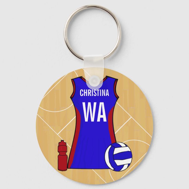 Unique Personalised Netball Key Ring (Front)