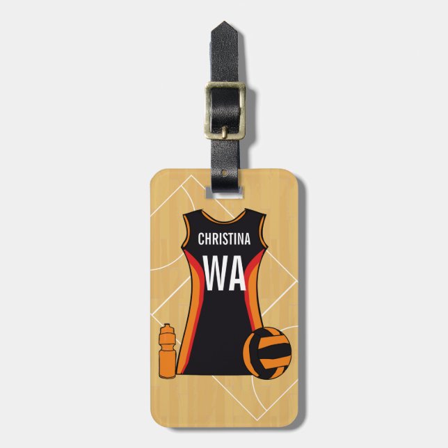Unique Personalised Netball Luggage Tag (Front Vertical)