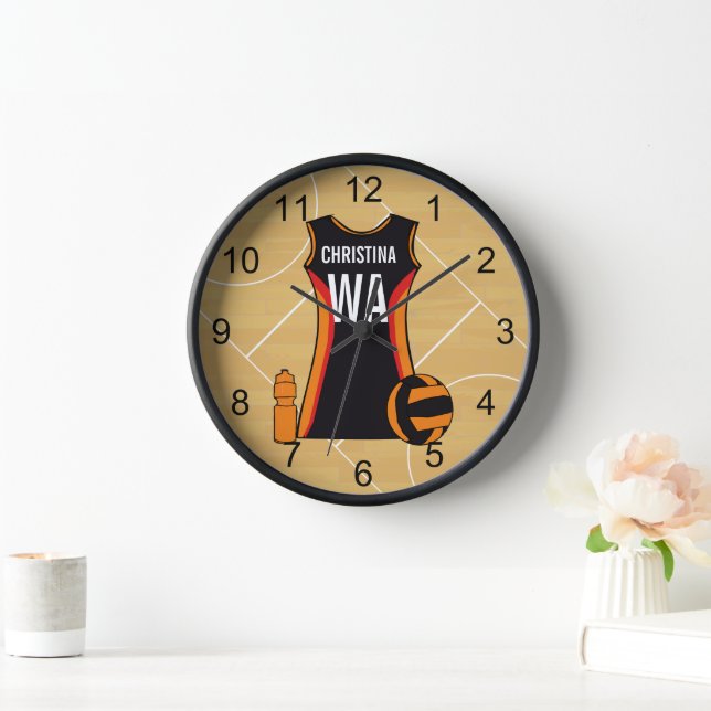 Unique Personalised Netball Wall Clock (Home)