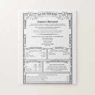 Unique Personalised To The Day Birthday History Jigsaw Puzzle