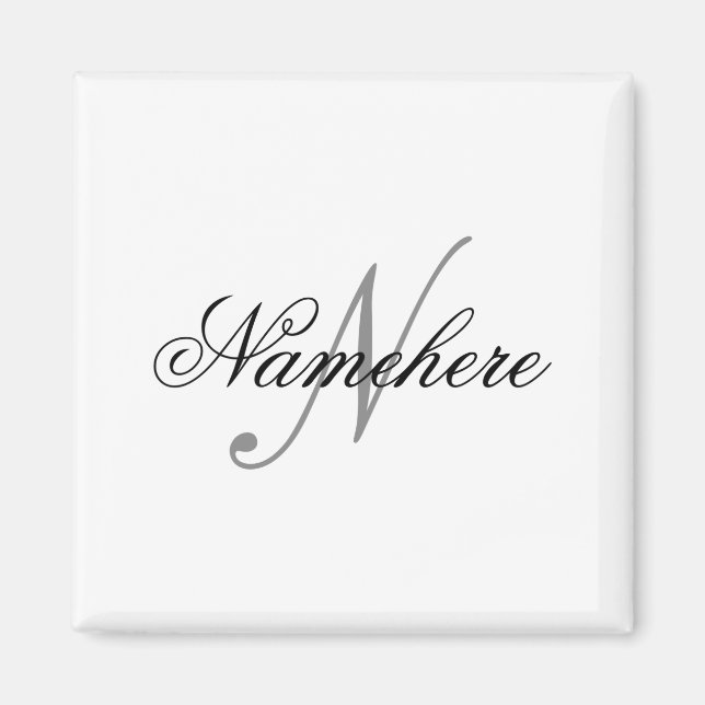 Unique Personalized Black And White Name Monogram  Magnet (Front)