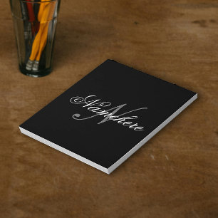 Unique Personalized Black and White Name Monogram Notepad