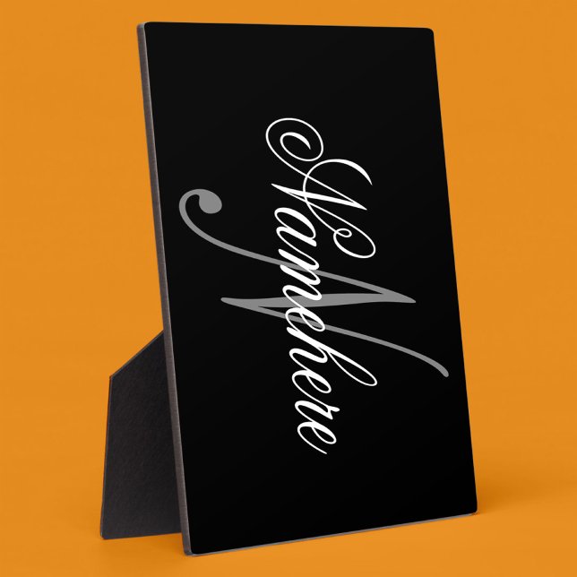 Unique Personalized Black and White Name Monogram Plaque (Creator Uploaded)