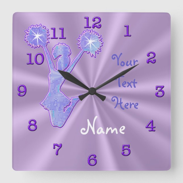 Unique PERSONALIZED Cheerleader Clocks with NAME (Front)