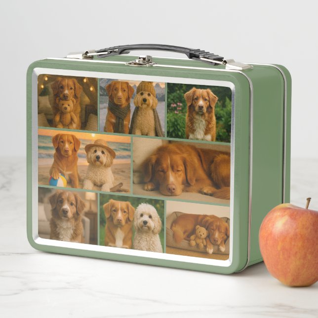 Unique personalized custom collage photo template metal lunch box (In Situ)