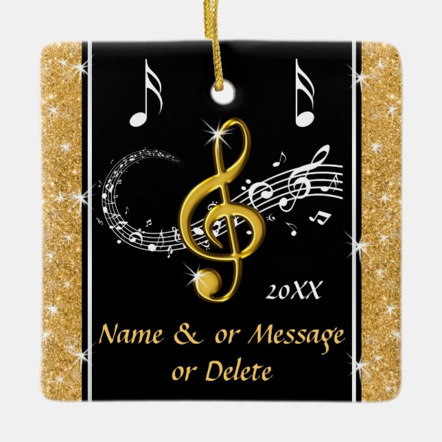 Unique Personalized Music Note Ornaments for Her (Front)