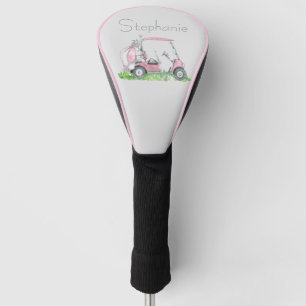 Unique Personalized Pink Golf Cart Feminine Head Cover
