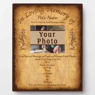 Unique Pet Memorial Gifts Plaque, Photo, Messages Plaque