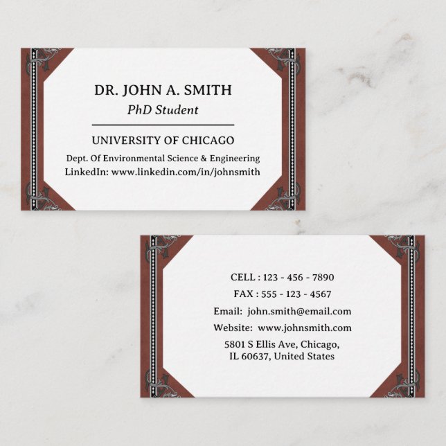 Unique PhD Student Business Card (Front/Back)