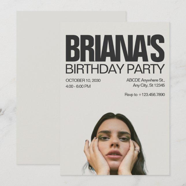 Unique photo birthday  invitation (Front/Back)