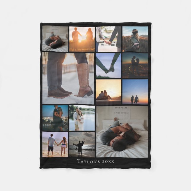 Unique Photo Collage Personalised Fleece Blanket (Front)