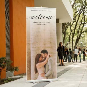 Unique Photo Display with Custom Couple Image Retractable Banner
