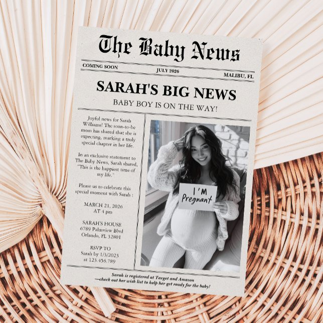 Unique Photo Newspaper Baby Shower Invitation (Creator Uploaded)