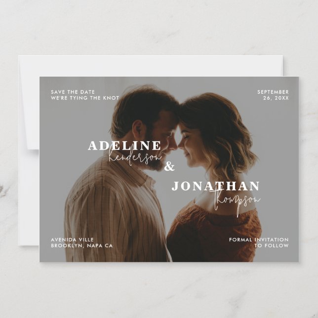 Unique Photo Overlay Wedding Save the Date  Magnetic Invitation (Front)