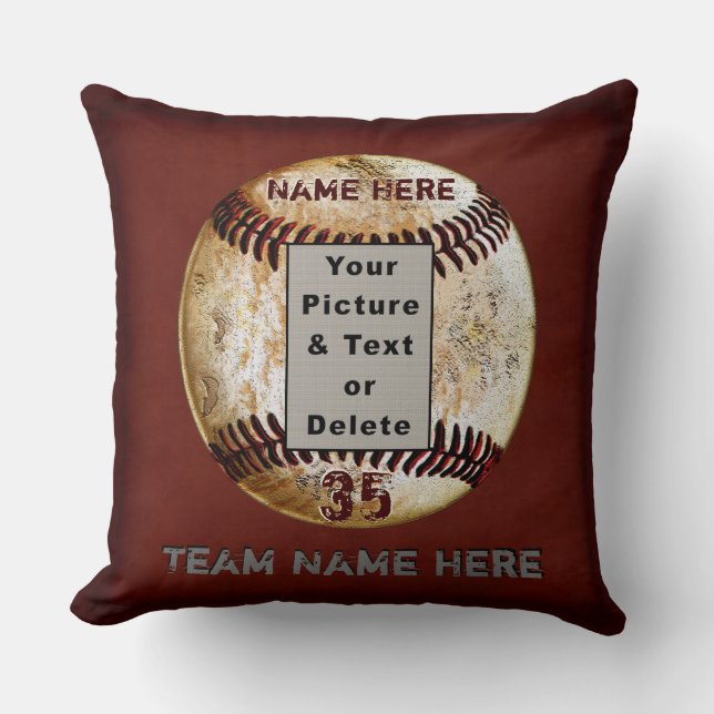 Unique Photo Personalised Baseball Senior Gifts Cushion (Front)