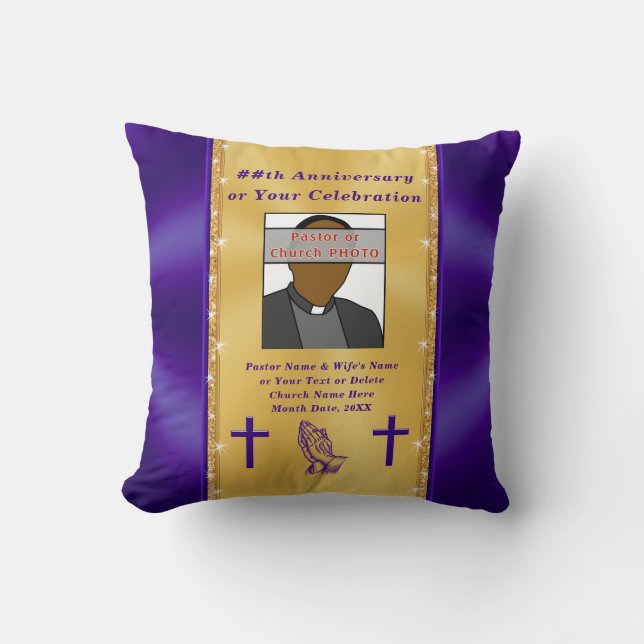 Unique Photo Personalised Pastor Anniversary Gifts Cushion (Front)
