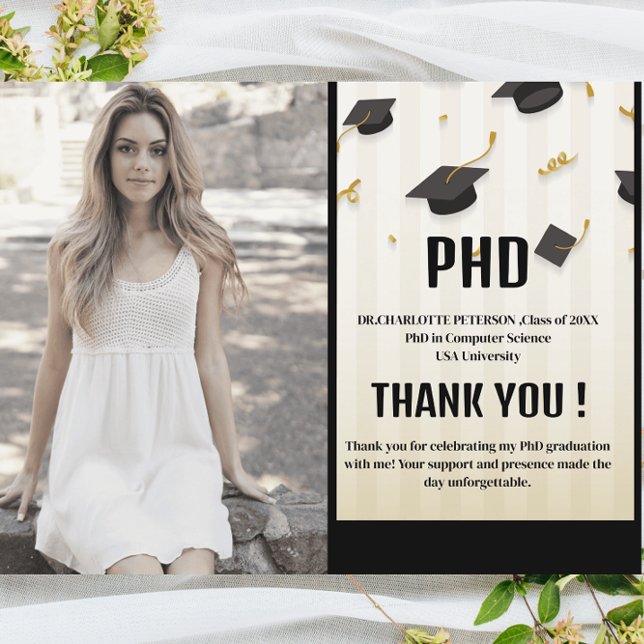 Unique Photo PhDGraduation Party Thank You  Postcard (Creator Uploaded)