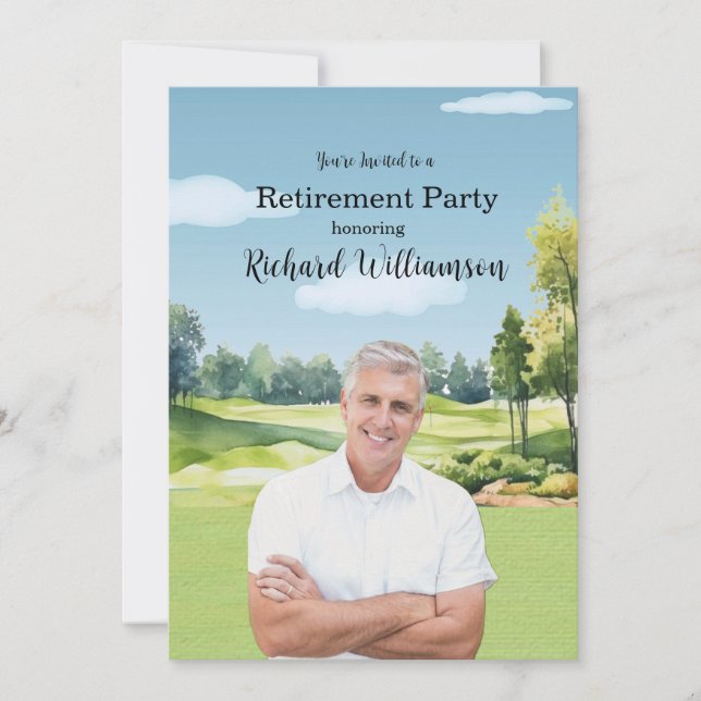 Unique Photo Watercolor Golf Theme  Invitation (Front)