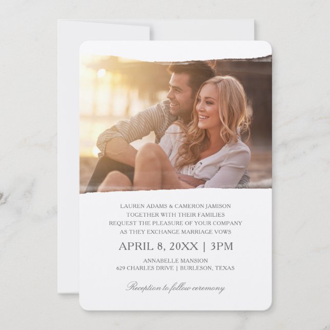 Unique Photo Wedding Invitations | Watercolor (Front)