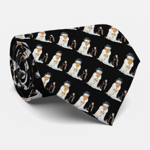 unique picture of cute snowman at christmas tie