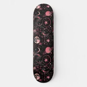 Unique Pink Astrology Design Skateboard