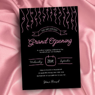  Unique Pink & Black Hand Drawn Business Launch Invitation