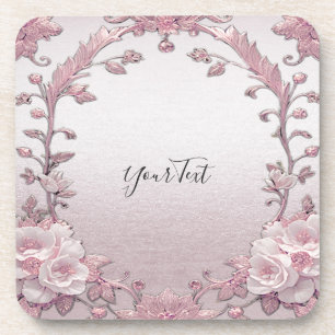 Unique Pink Floral Hard plastic coaster