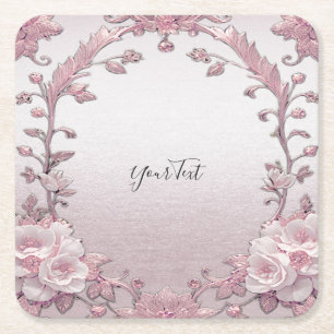 Unique Pink Floral Paper Coaster