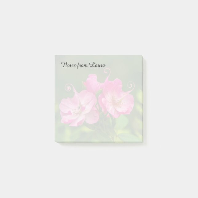 Unique Pink Floral Personalised  Post-it Notes (Front)