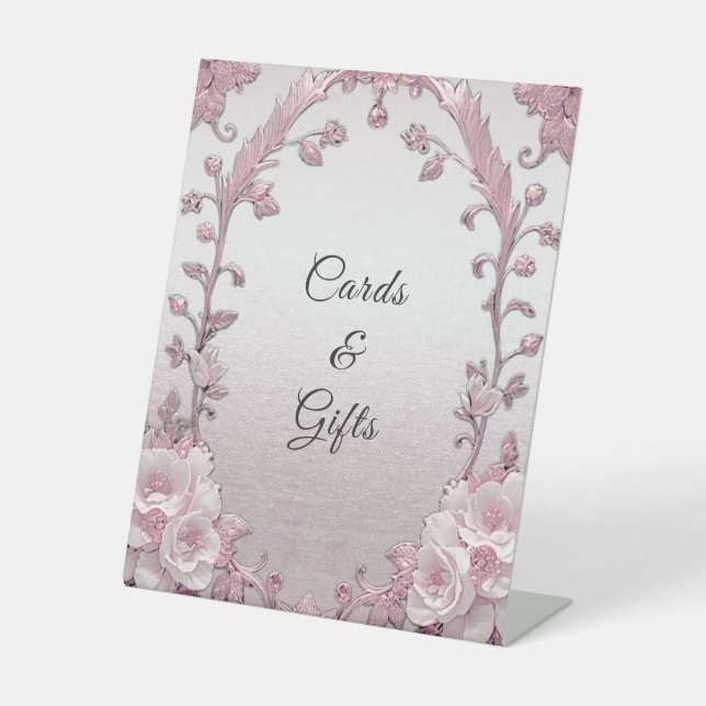 Unique Pink Floral Tabletop Signs (Front)