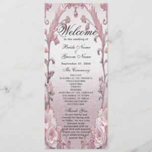 Unique Pink Floral Wedding Program Programme