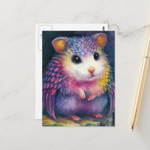 Unique Pink Hamster Dragon Postcard