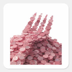 Unique Pink HAND OF MONEY Vinyl Style Square Sticker