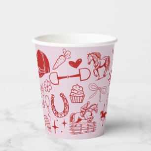 Unique Pink Horse Girl Equestrian Pony Birthday Paper Cups