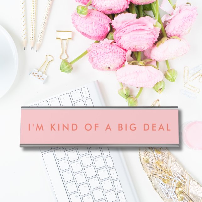 Unique Pink Moden Minimalist Desk Name Plate (Unique Pink Novelty Funny Desk Name Plate)
