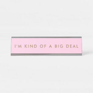 Unique Pink Modern Minimalist Desk Name Plate