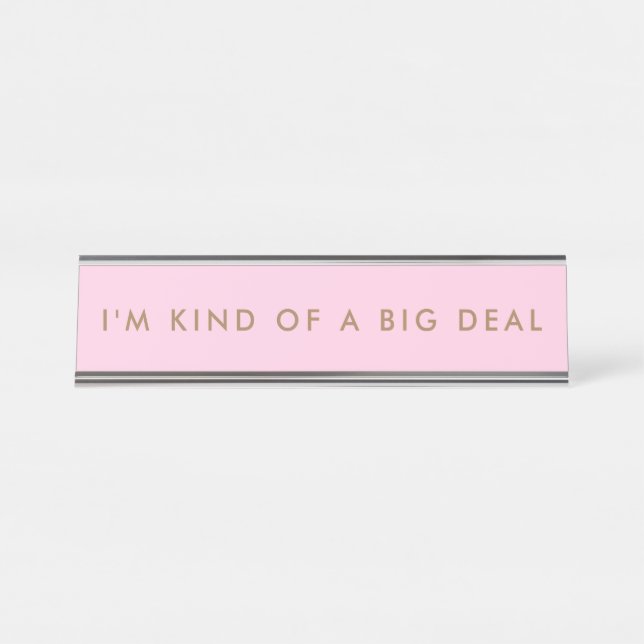 Unique Pink Modern Minimalist Desk Name Plate (Front)