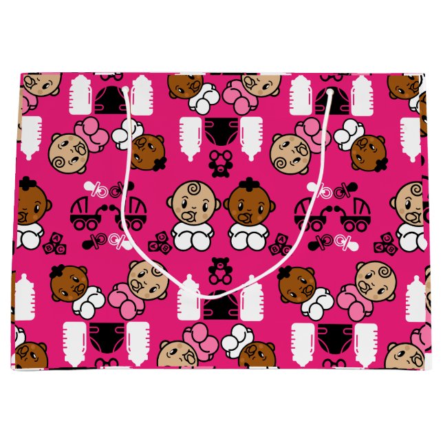 Unique Pink New Baby Gift  Large Gift Bag (Front)