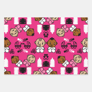 Unique Pink New Baby Gift  Wrapping Paper Sheet