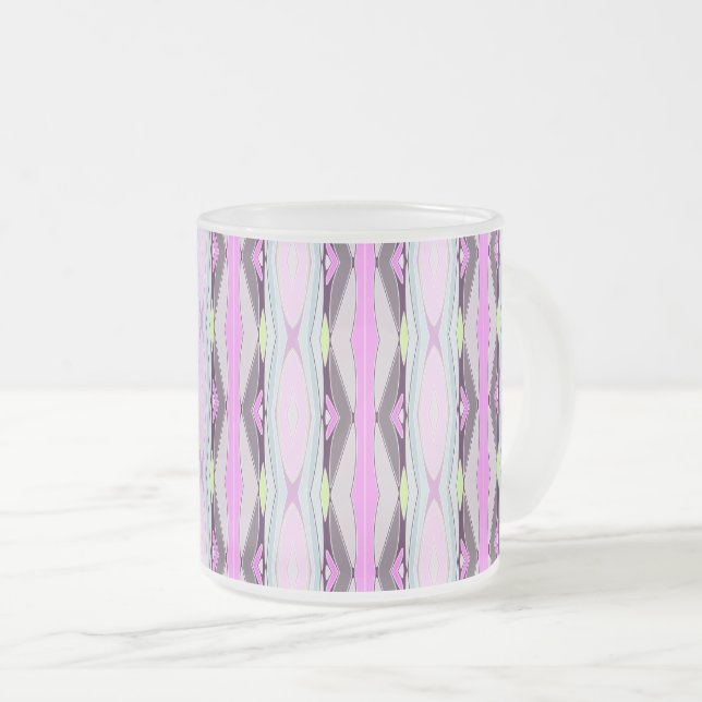 Unique Pink Pattern Frosted Glass Coffee Mug (Front Right)